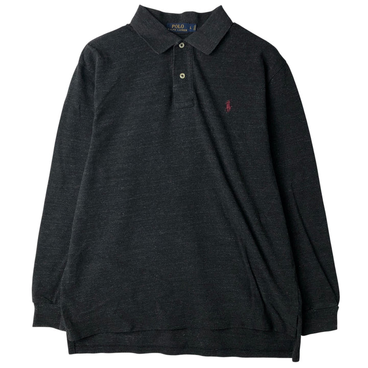Ralph Lauren POLO RALPH LAUREN long-sleeved polo shirt, men's size L cotton gray type Vintage Second Hand