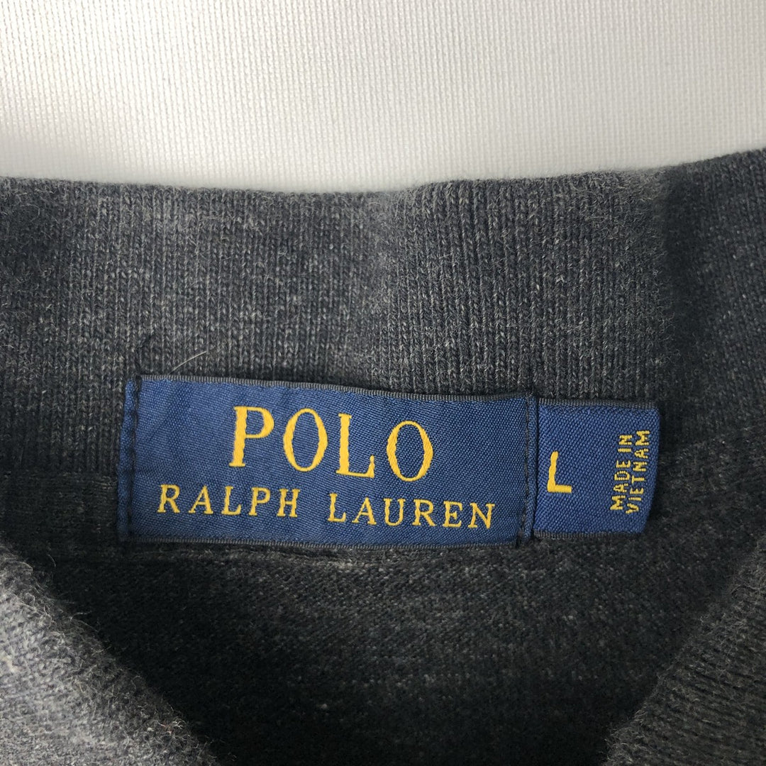 Ralph Lauren POLO RALPH LAUREN long-sleeved polo shirt, men's size L cotton gray type Vintage Second Hand