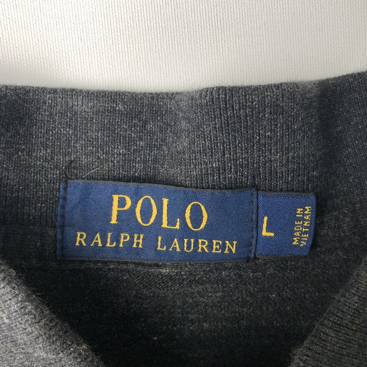 Ralph Lauren POLO RALPH LAUREN long-sleeved polo shirt, men's size L cotton gray type Vintage Second Hand