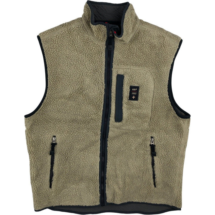Abercrombie and Fitch fleece vest, men's size L (approx.) acrylic Beige type Vintage Second Hand