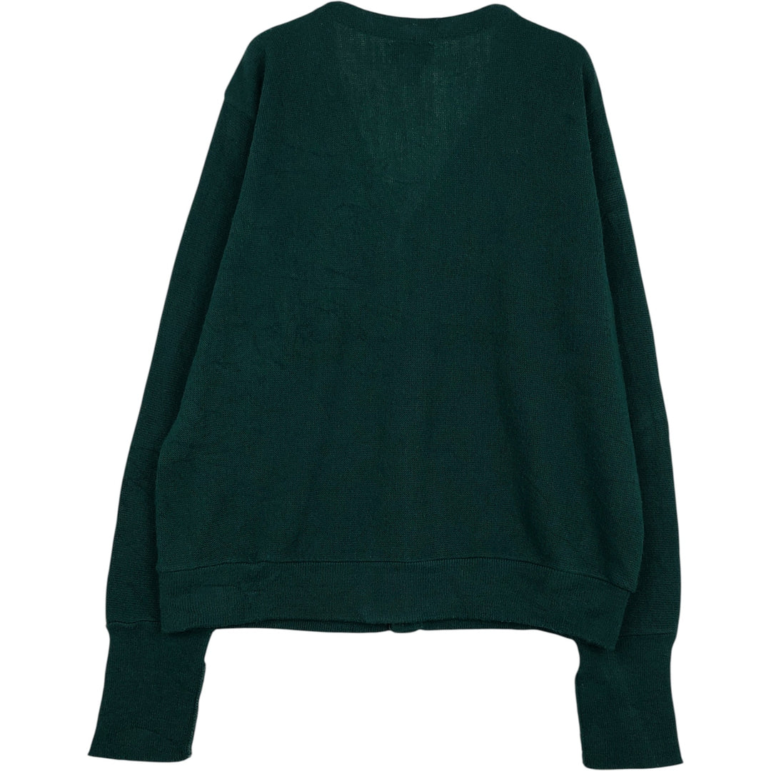 90'S Arrow Tournament Acrylic Knit Cardigan, Made in USA, Men's Size XL, Vintage acrylic green type Vintage Second Hand