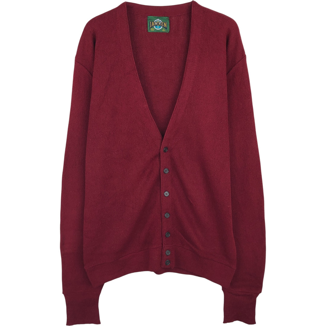Vintage 90'S Jantzen acrylic knit cardigan, made in the USA, size M, men's acrylic burgundy type Vintage Second Hand