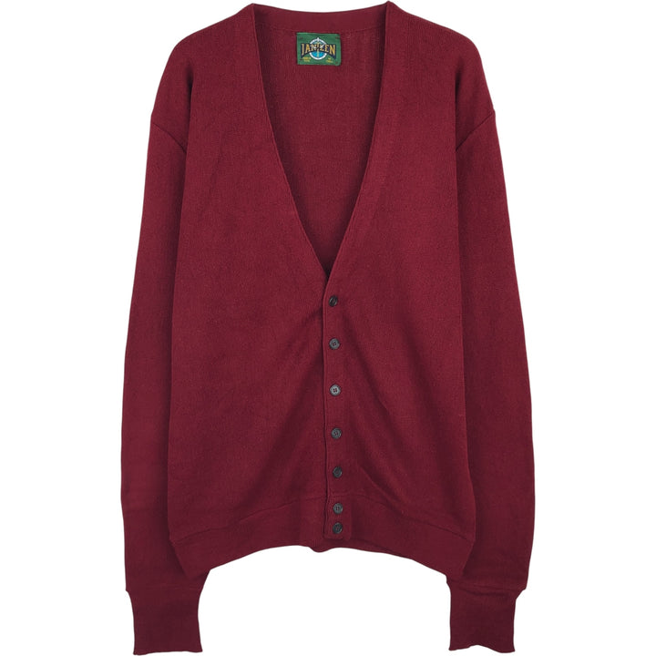 Vintage 90'S Jantzen acrylic knit cardigan, made in the USA, size M, men's acrylic burgundy type Vintage Second Hand