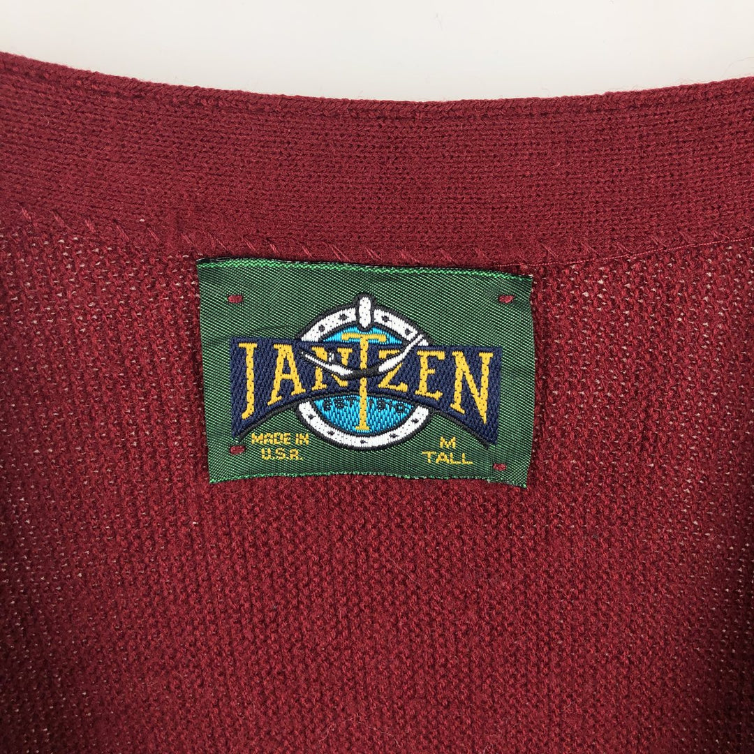 Vintage 90'S Jantzen acrylic knit cardigan, made in the USA, size M, men's acrylic burgundy type Vintage Second Hand