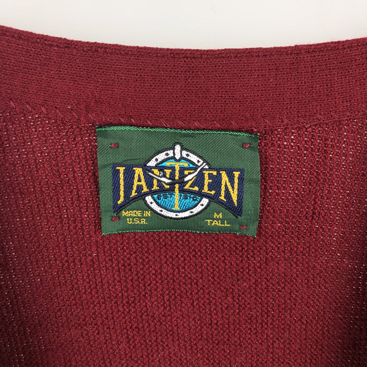 Vintage 90'S Jantzen acrylic knit cardigan, made in the USA, size M, men's acrylic burgundy type Vintage Second Hand