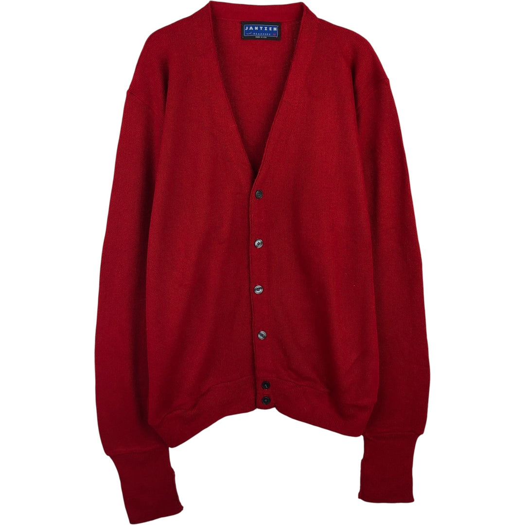 90'S Jantzen acrylic knit cardigan, made in the USA, men's size L, vintage acrylic red type Vintage Second Hand
