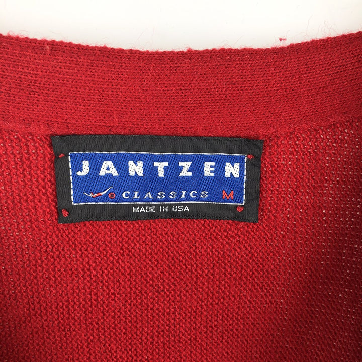 90'S Jantzen acrylic knit cardigan, made in the USA, men's size L, vintage acrylic red type Vintage Second Hand