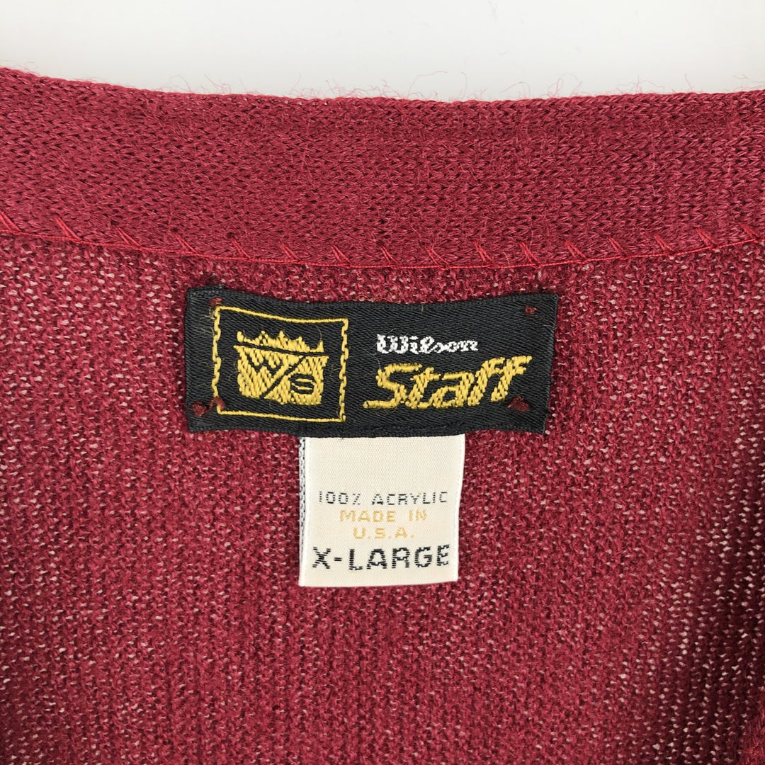 Wilson Staff Acrylic Knit Cardigan, Made in USA, Men's XL acrylic burgundy type Vintage Second Hand