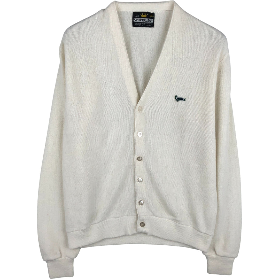 SPORTSWEAR Acrylic Knit Cardigan, Men's Size M Oron Acrylic pale white type Vintage Second Hand