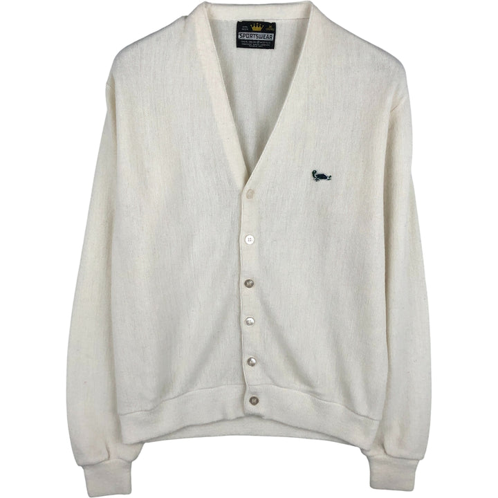 SPORTSWEAR Acrylic Knit Cardigan, Men's Size M Oron Acrylic pale white type Vintage Second Hand
