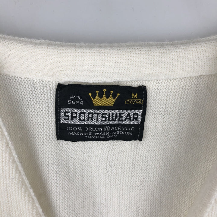 SPORTSWEAR Acrylic Knit Cardigan, Men's Size M Oron Acrylic pale white type Vintage Second Hand