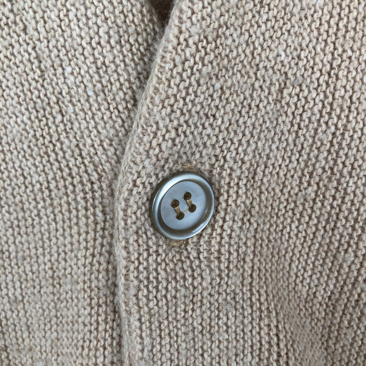 Vintage 1970'S Coral Double Play Acrylic Knit Cardigan, Made in USA, Men's Size Medium acrylic beige type brown Vintage Second Hand