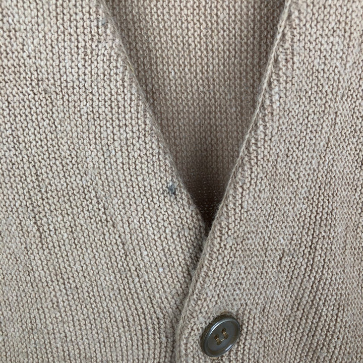 Vintage 1970'S Coral Double Play Acrylic Knit Cardigan, Made in USA, Men's Size Medium acrylic beige type brown Vintage Second Hand