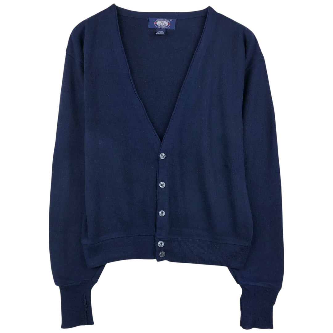 KNIGHTS BRIDGE FOR MEN Acrylic Knit Cardigan, Made in USA, Men's Size M acrylic navy blue type Vintage Second Hand
