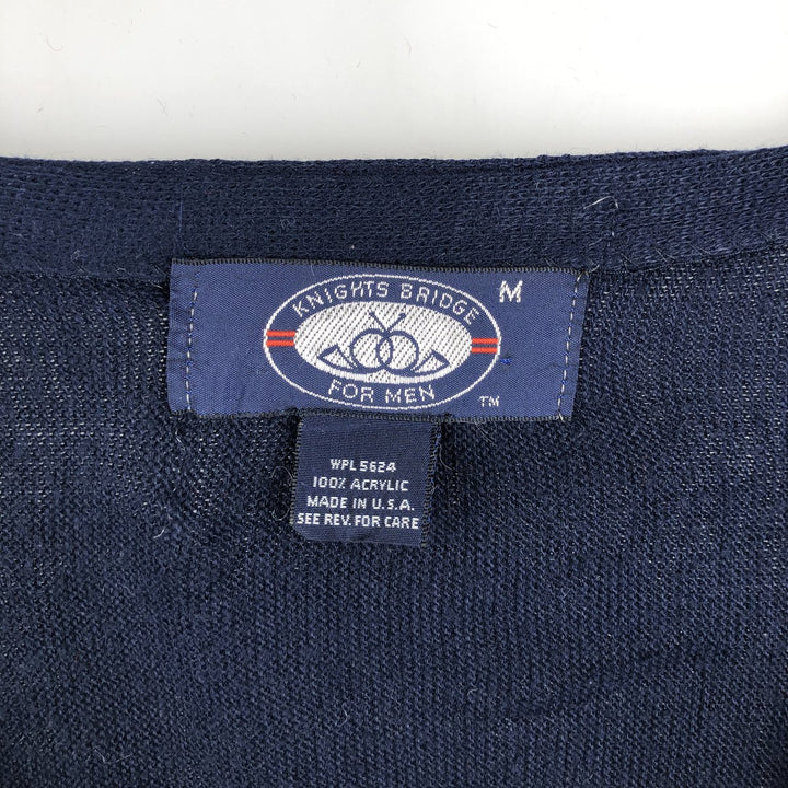 KNIGHTS BRIDGE FOR MEN Acrylic Knit Cardigan, Made in USA, Men's Size M acrylic navy blue type Vintage Second Hand
