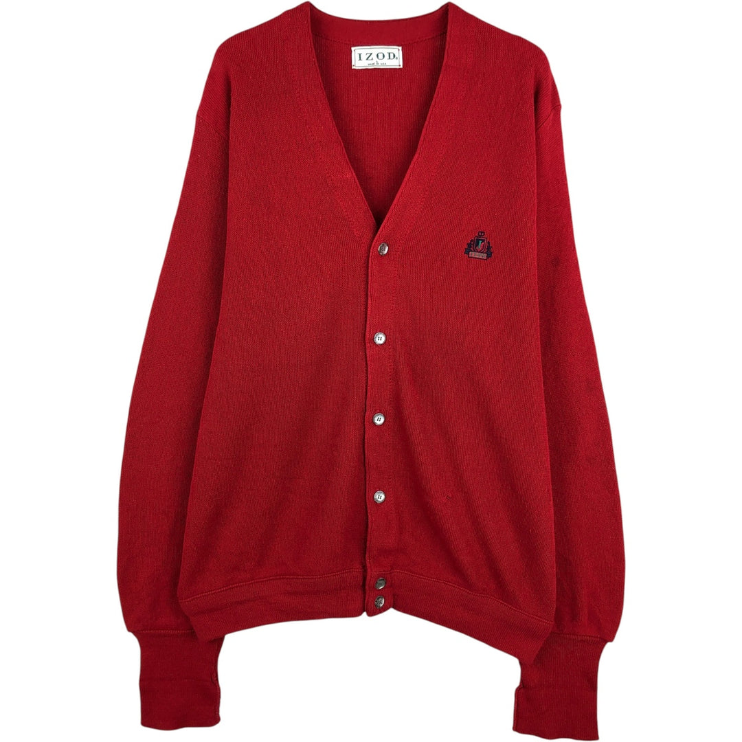 Vintage 90'S IZOD acrylic knit cardigan, made in the USA, size L, men's acrylic red type Vintage Second Hand