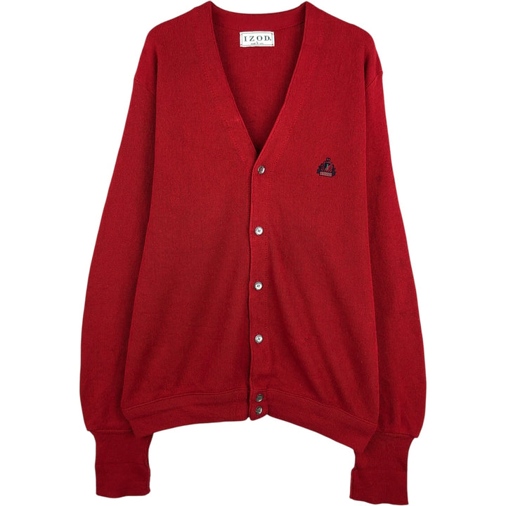 Vintage 90'S IZOD acrylic knit cardigan, made in the USA, size L, men's acrylic red type Vintage Second Hand