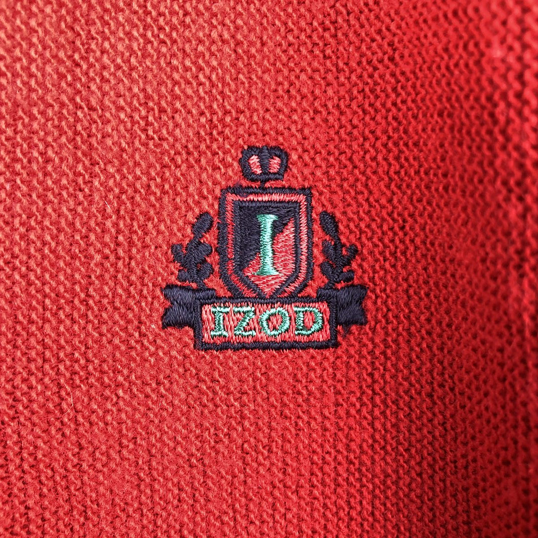 Vintage 90'S IZOD acrylic knit cardigan, made in the USA, size L, men's acrylic red type Vintage Second Hand