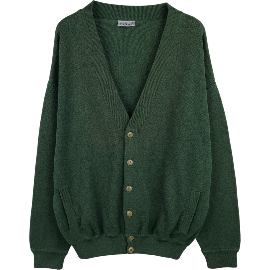 PINAS Acrylic Knit Cardigan, Made in Spain, Men's Size XL acrylic Khaki type sage green Vintage Second Hand