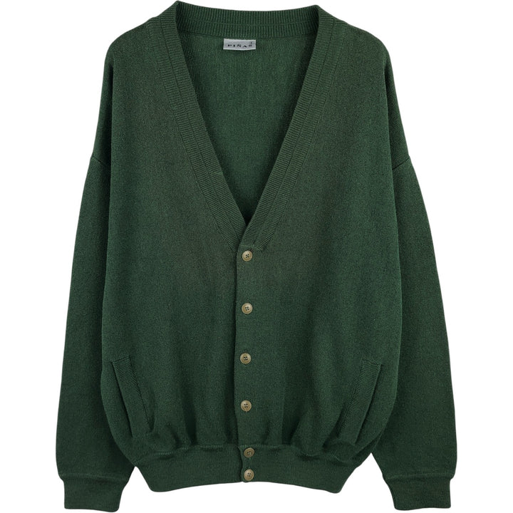 PINAS Acrylic Knit Cardigan, Made in Spain, Men's Size XL acrylic Khaki type sage green Vintage Second Hand