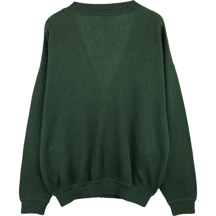 PINAS Acrylic Knit Cardigan, Made in Spain, Men's Size XL acrylic Khaki type sage green Vintage Second Hand