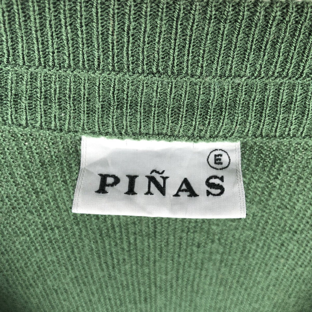 PINAS Acrylic Knit Cardigan, Made in Spain, Men's Size XL acrylic Khaki type sage green Vintage Second Hand