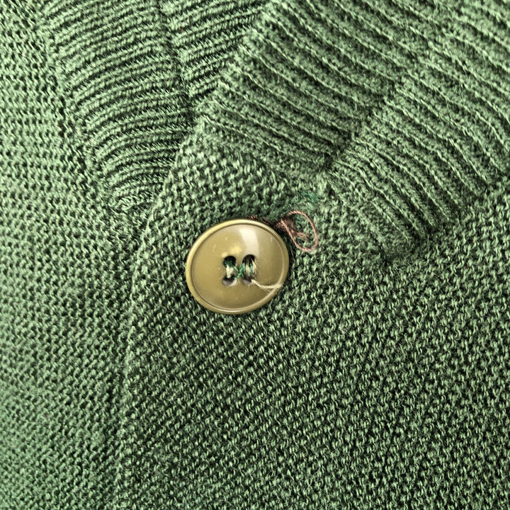 PINAS Acrylic Knit Cardigan, Made in Spain, Men's Size XL acrylic Khaki type sage green Vintage Second Hand