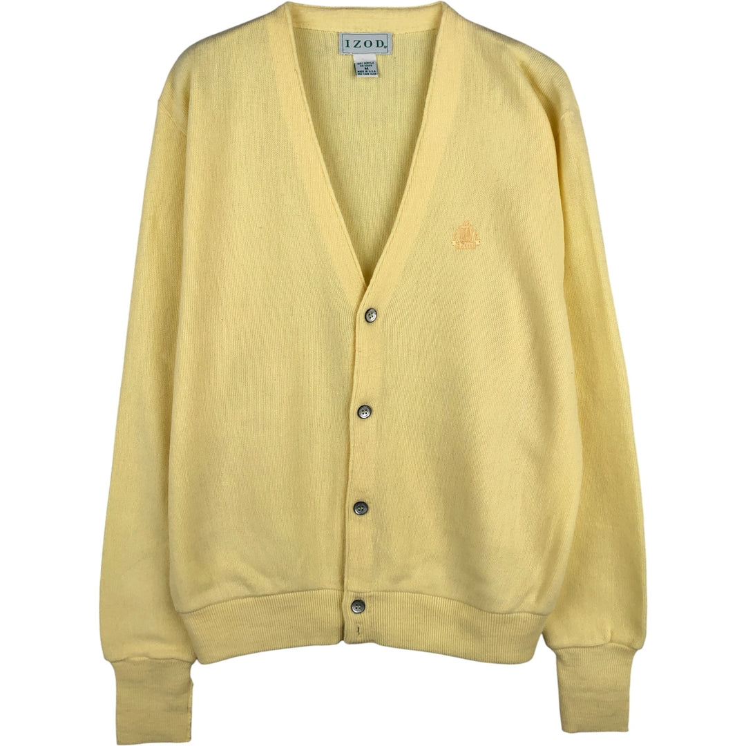 Lacoste IZOD Acrylic Knit Cardigan, Made in USA, Men's Size M acrylic yellow type Vintage Second Hand