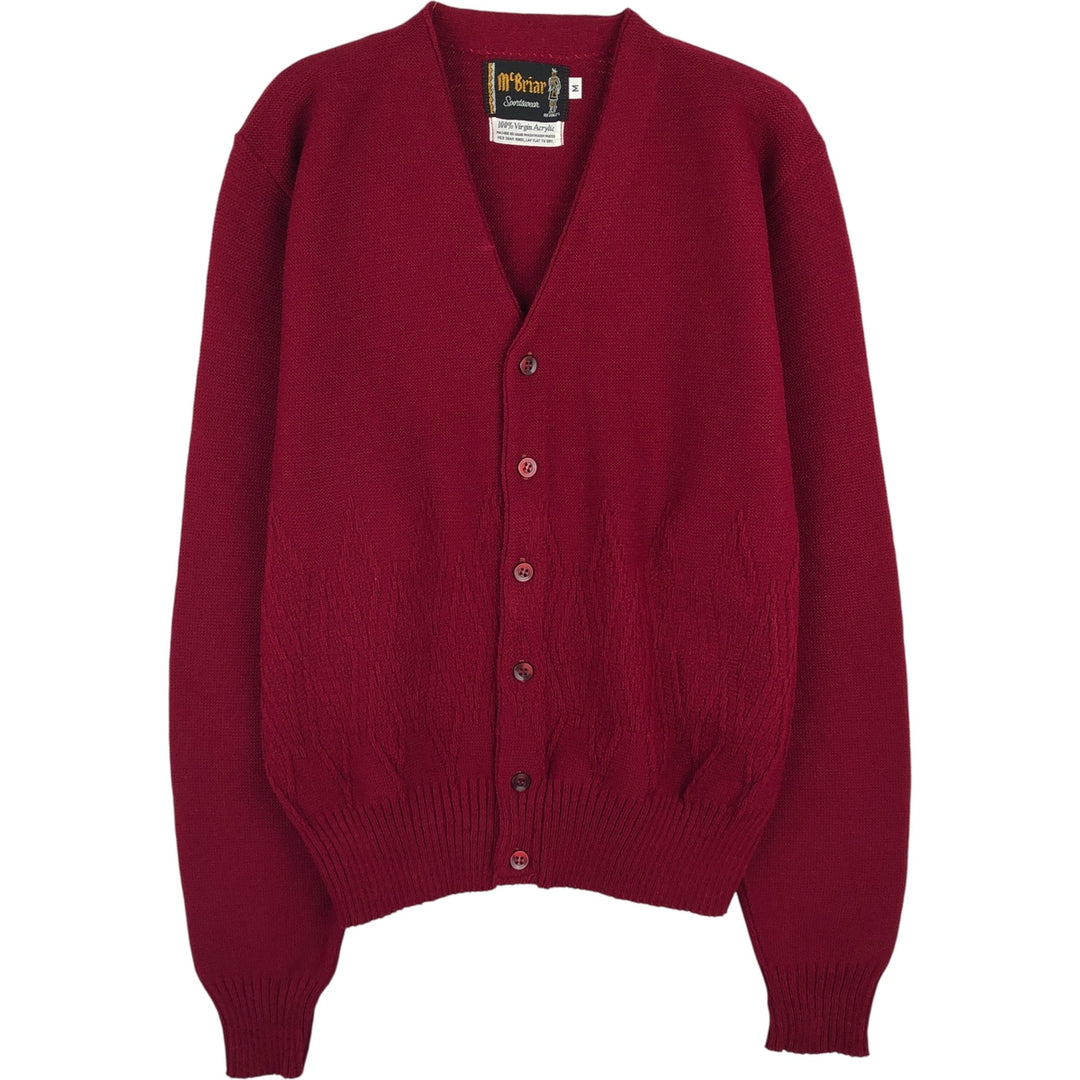 McBriar acrylic knit cardigan, men's size M unclear burgundy type Vintage Second Hand