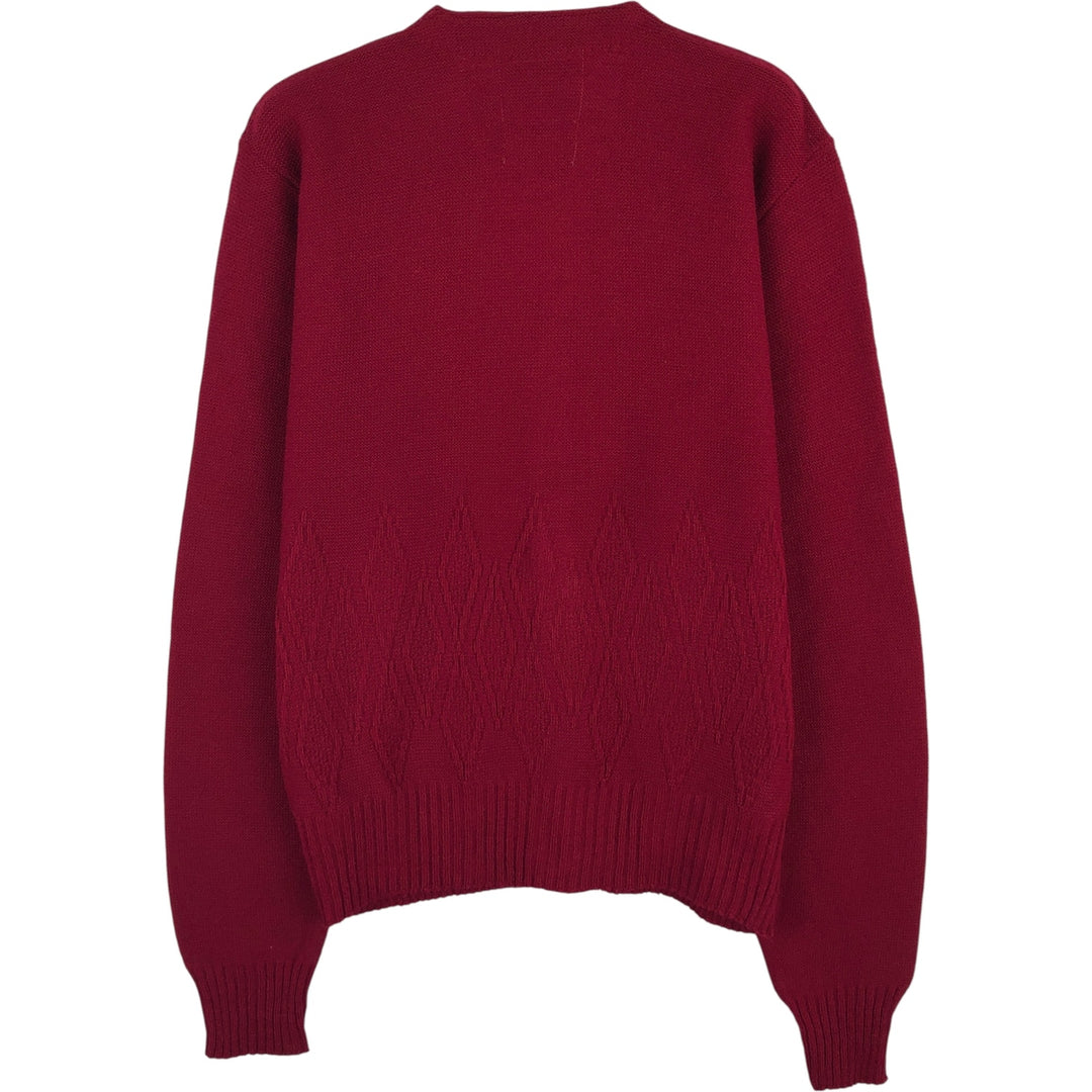 McBriar acrylic knit cardigan, men's size M unclear burgundy type Vintage Second Hand