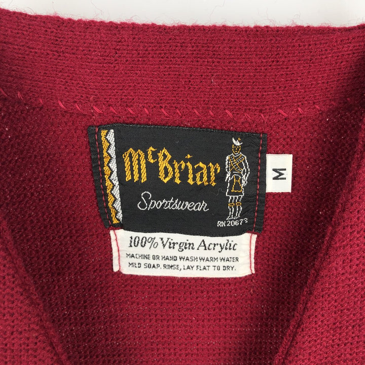 McBriar acrylic knit cardigan, men's size M unclear burgundy type Vintage Second Hand