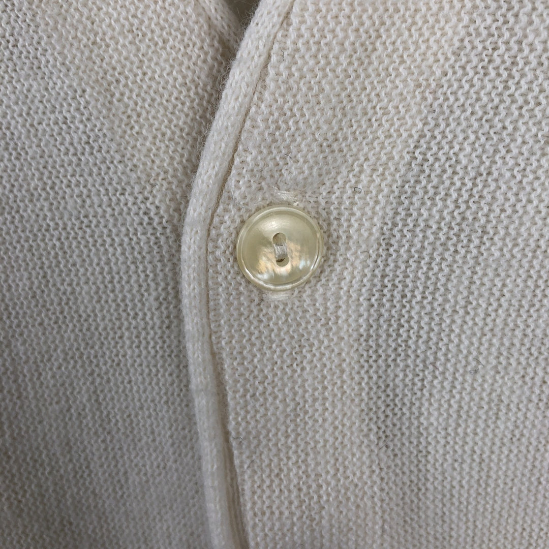 Jantzen acrylic knit cardigan, made in the USA, men's size M unclear pale white type Vintage Second Hand