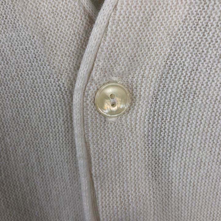 Jantzen acrylic knit cardigan, made in the USA, men's size M unclear pale white type Vintage Second Hand