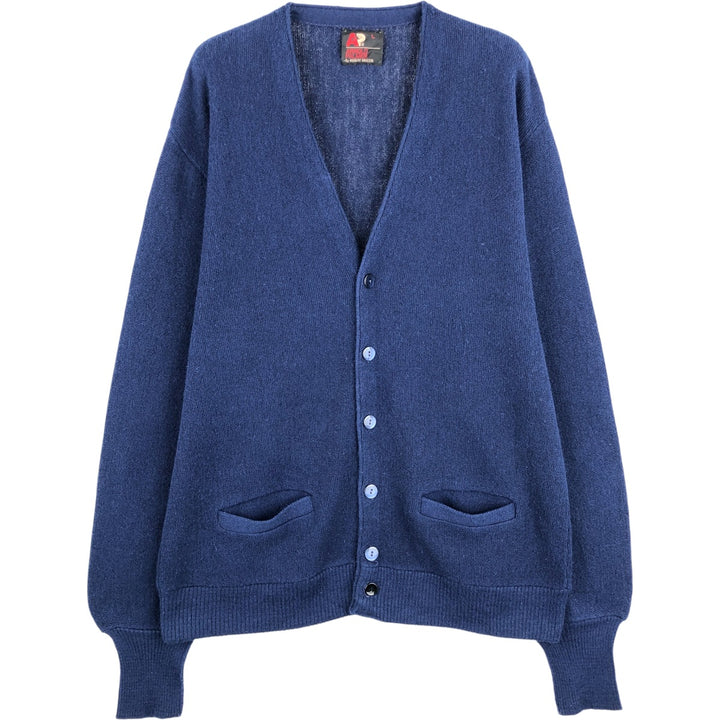 Vintage 1970s-1980'S Robert Bruce Arnold Palmer acrylic knit cardigan, made in the USA, size L, men's Oron Acrylic navy blue type Vintage Second Hand