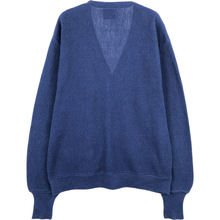 Vintage 1970s-1980'S Robert Bruce Arnold Palmer acrylic knit cardigan, made in the USA, size L, men's Oron Acrylic navy blue type Vintage Second Hand