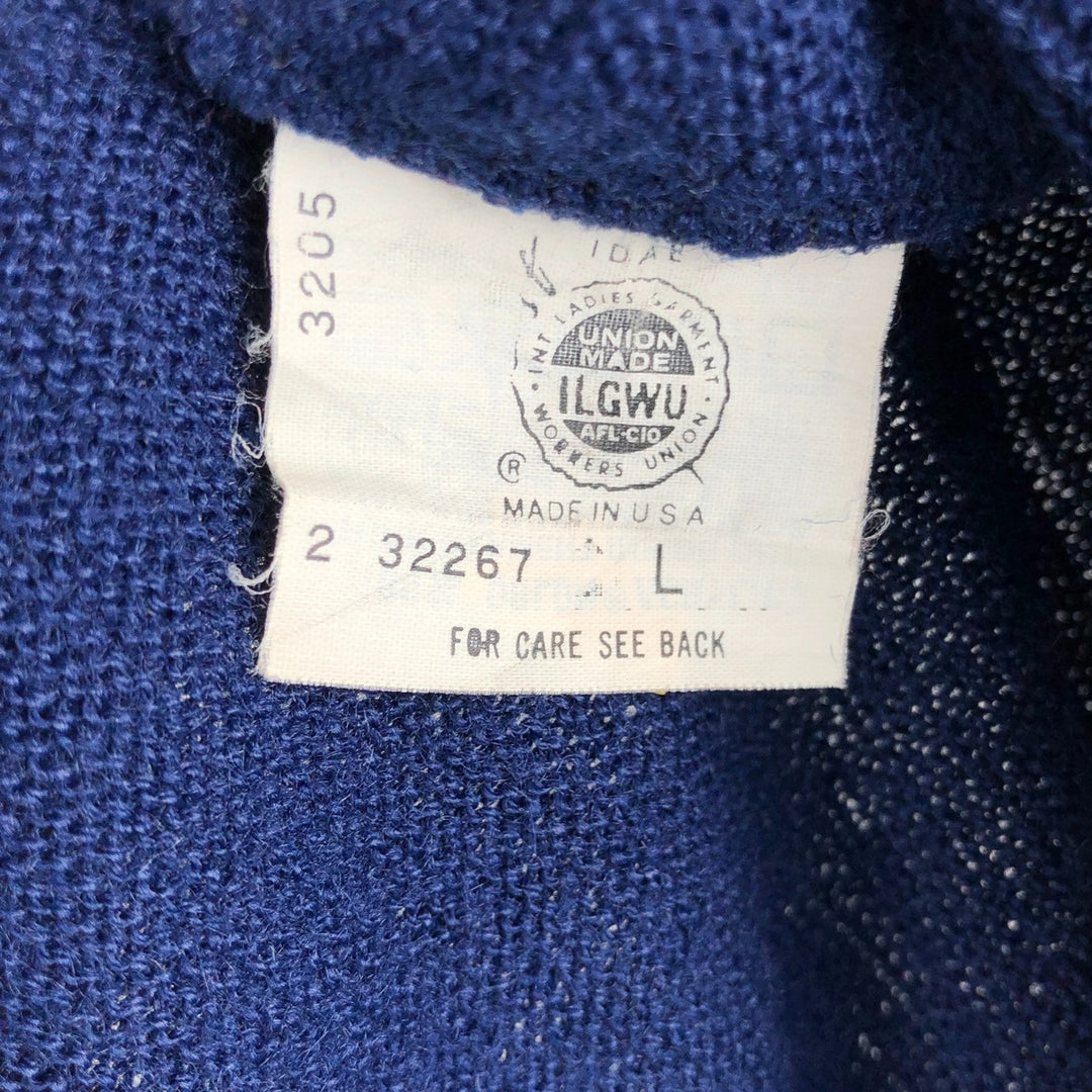 Vintage 1970s-1980'S Robert Bruce Arnold Palmer acrylic knit cardigan, made in the USA, size L, men's Oron Acrylic navy blue type Vintage Second Hand