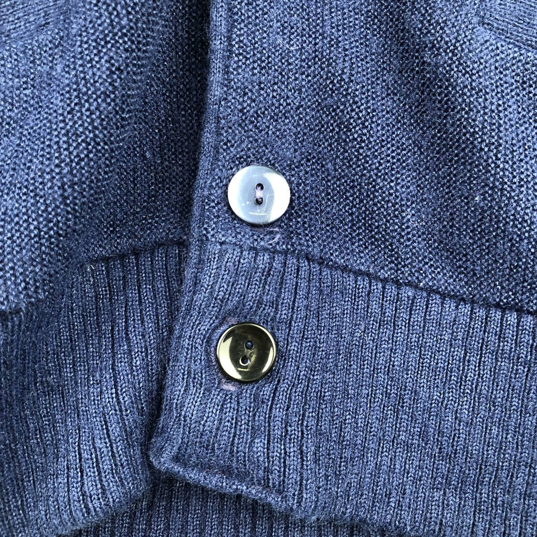 Vintage 1970s-1980'S Robert Bruce Arnold Palmer acrylic knit cardigan, made in the USA, size L, men's Oron Acrylic navy blue type Vintage Second Hand