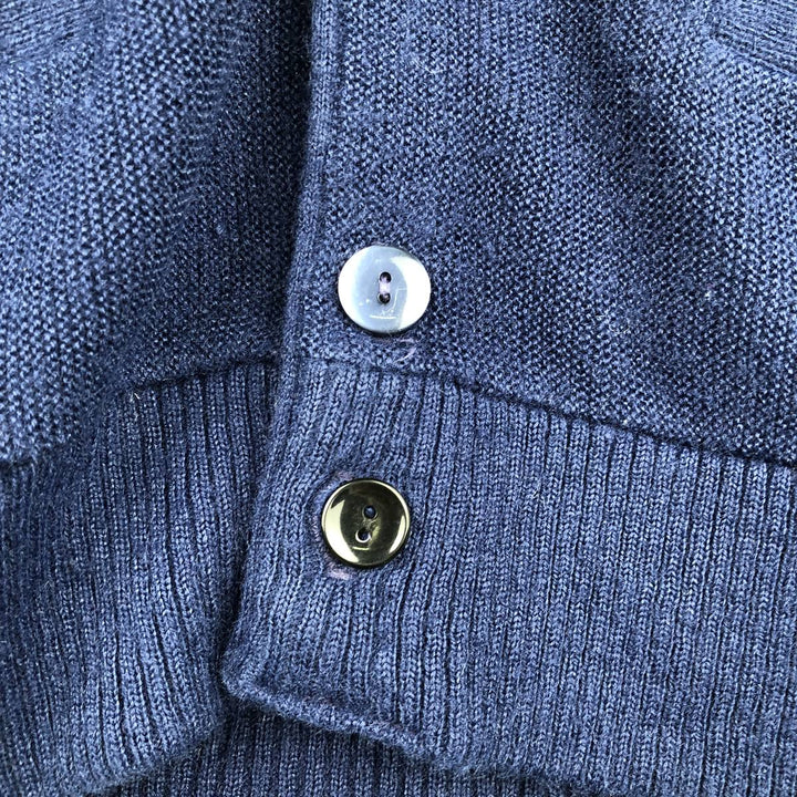 Vintage 1970s-1980'S Robert Bruce Arnold Palmer acrylic knit cardigan, made in the USA, size L, men's Oron Acrylic navy blue type Vintage Second Hand