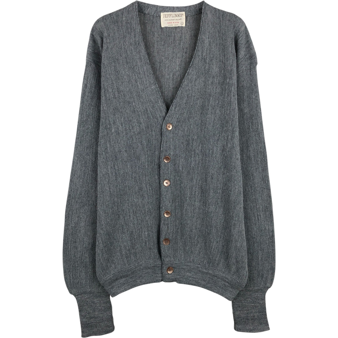 Vintage 1970'S Lord Jeff Jefflinks acrylic knit cardigan, made in the USA, size L, men's Oron Acrylic gray type Vintage Second Hand