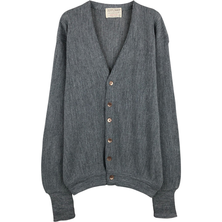 Vintage 1970'S Lord Jeff Jefflinks acrylic knit cardigan, made in the USA, size L, men's Oron Acrylic gray type Vintage Second Hand
