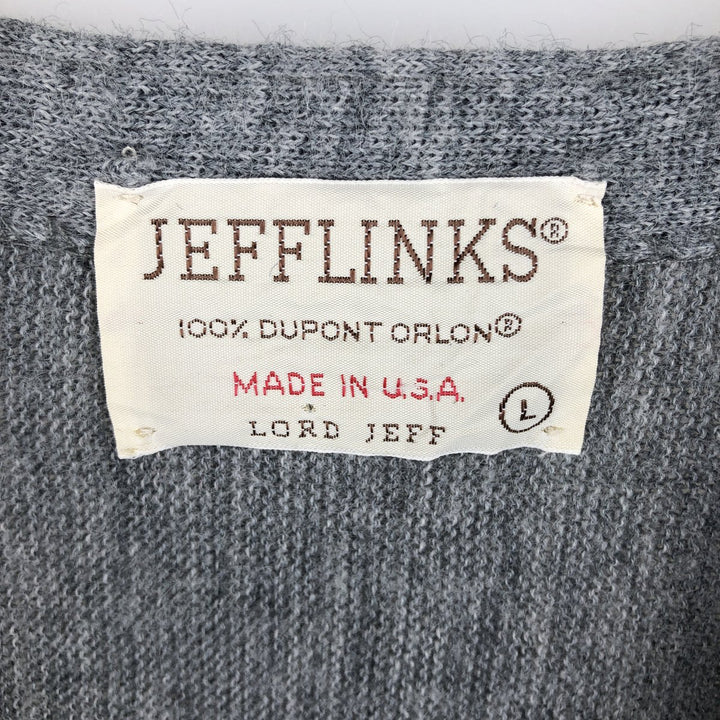 Vintage 1970'S Lord Jeff Jefflinks acrylic knit cardigan, made in the USA, size L, men's Oron Acrylic gray type Vintage Second Hand