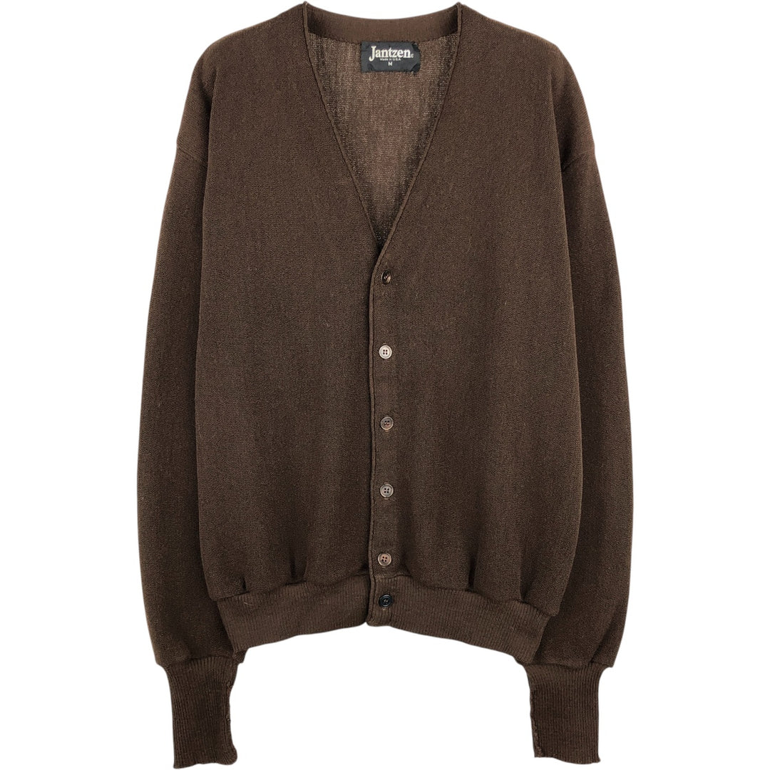 Vintage 1980'S Jantzen knit cardigan, made in the USA, size M, men's polyester brown type Vintage Second Hand