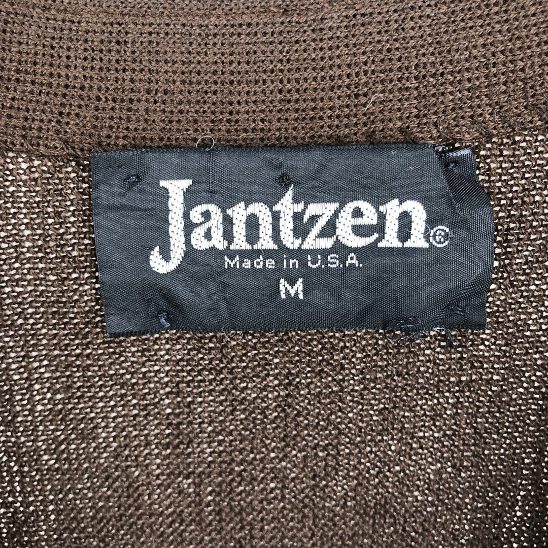 Vintage 1980'S Jantzen knit cardigan, made in the USA, size M, men's polyester brown type Vintage Second Hand