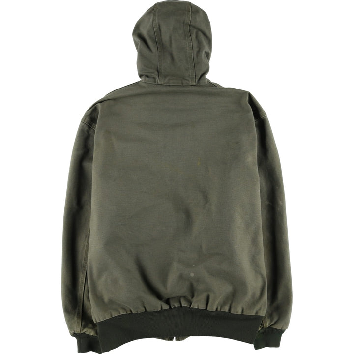 00'S Carhartt Active Jacket Duck Full Zip Hoodie Men's XL cotton Khaki type Vintage Second Hand