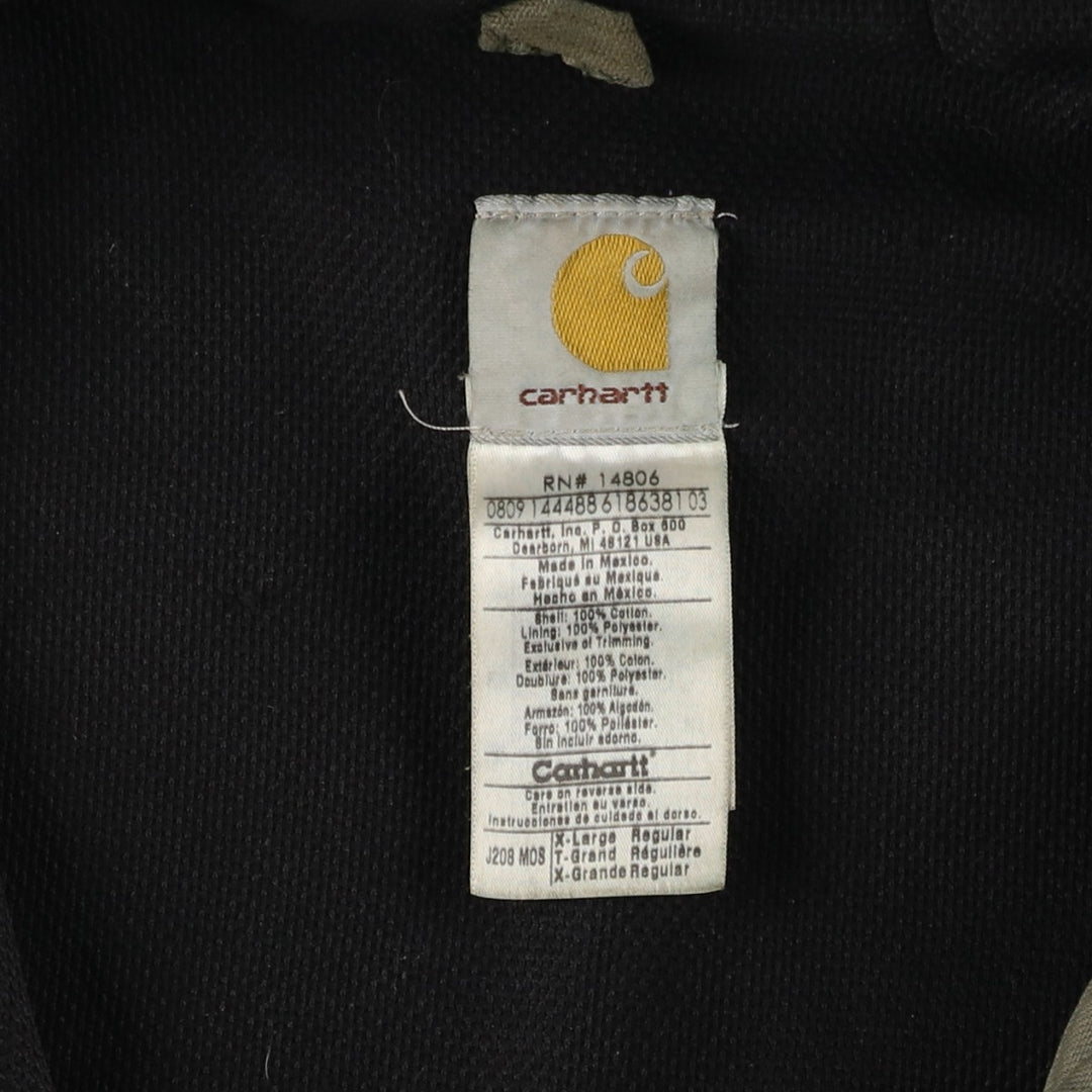 00'S Carhartt Active Jacket Duck Full Zip Hoodie Men's XL cotton Khaki type Vintage Second Hand