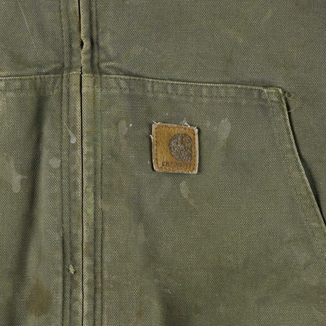 00'S Carhartt Active Jacket Duck Full Zip Hoodie Men's XL cotton Khaki type Vintage Second Hand