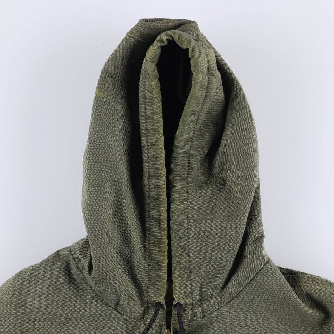 00'S Carhartt Active Jacket Duck Full Zip Hoodie Men's XL cotton Khaki type Vintage Second Hand