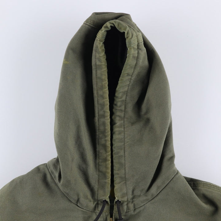 00'S Carhartt Active Jacket Duck Full Zip Hoodie Men's XL cotton Khaki type Vintage Second Hand
