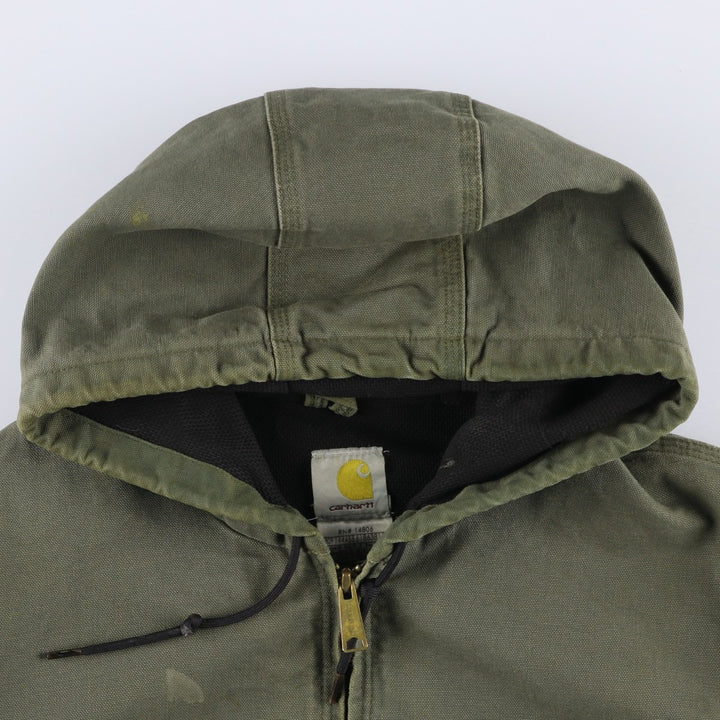 00'S Carhartt Active Jacket Duck Full Zip Hoodie Men's XL cotton Khaki type Vintage Second Hand