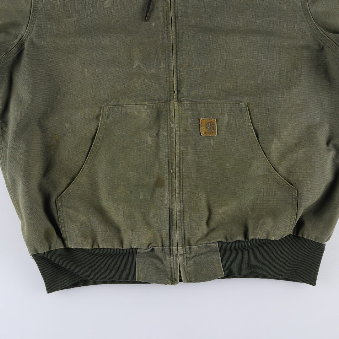 00'S Carhartt Active Jacket Duck Full Zip Hoodie Men's XL cotton Khaki type Vintage Second Hand